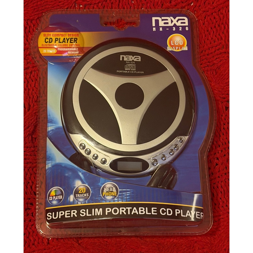 Naxa NX-326 Super Slim Portable CD Player Silver Gray LCD Display NEW